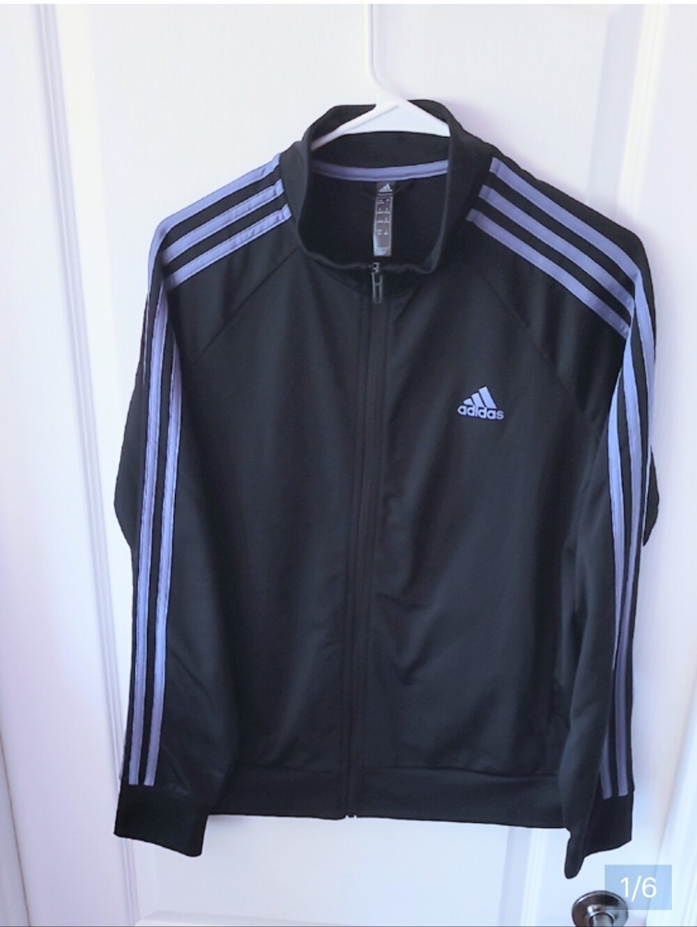 Women's adidas Black Jacket with Lavender Stripes Size Large